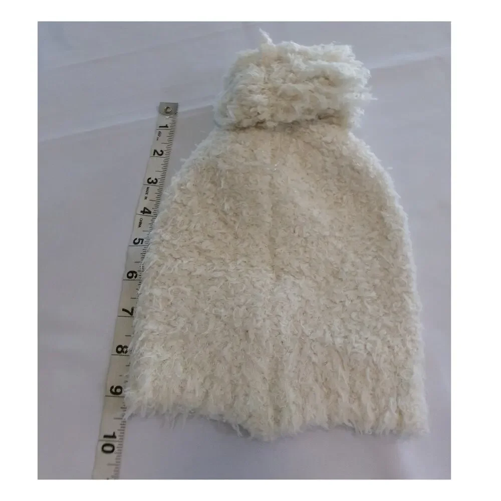Lemon Cozy & Warm Womens Fuzzy Pom Beanie Ivory Cream Plush Knit Hat NWT